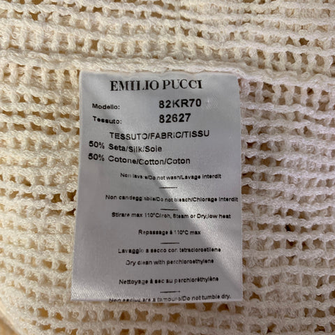 EMILIO PUCCI Size M Cream Silk Cotton Poncho Pullover