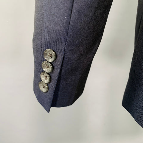 ZIGNONE Blazer en laine bleu marine, taille 38, simple boutonnage