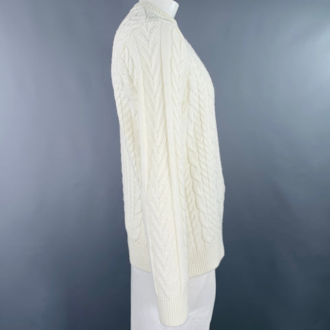 SCOTCH AND SODA Size XL Cream Cable Acrylic Crew Neck Sweater