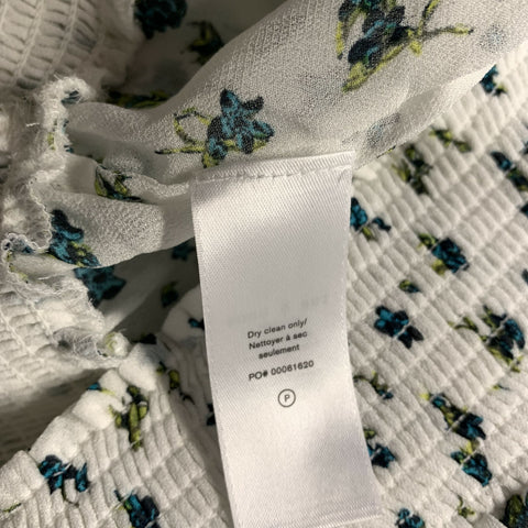 RAG & BONE Size S White Blue Viscose Floral Sheer Casual Top