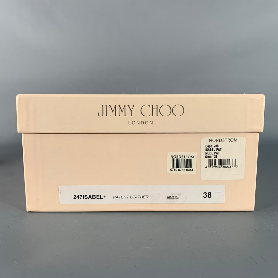JIMMY CHOO Size 8 Tan Patent Leather Peep Toe Pumps