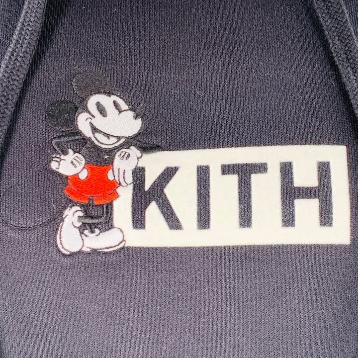 KITH Size XS Black White Logo Cotton Hooded Sweatshirt