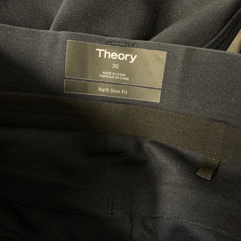 THEORY Size 30 Navy Solid Cotton Polyester Mid Rise Casual Pants