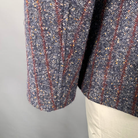 DANIELE ALESSANDRINI Size 42 Navy Burgundy White Tweed Sport Coat