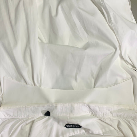 TOM FORD Size M White Cotton Curved Cutaway Long Sleeve Shirt