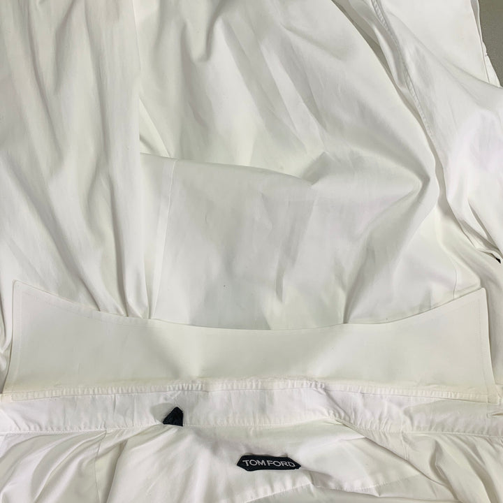 TOM FORD Size M White Cotton Curved Cutaway Long Sleeve Shirt
