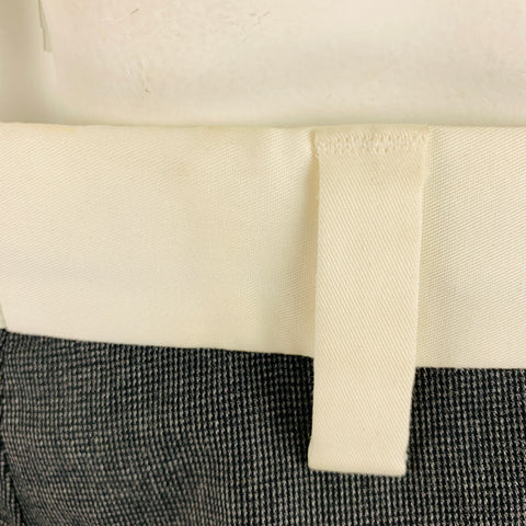 DOLCE & GABBANA Size 34 Charcoal Off White Grid Cotton Tuxedo Dress Pants