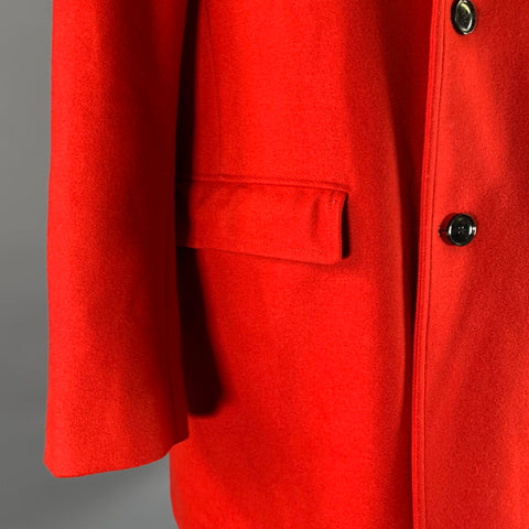 DRIES VAN NOTEN Size 38 Red Wool Polyamide Notch Lapel Coat