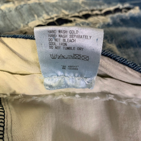 KZO Size 32 Blue Distressed Cotton Straight leg Jeans