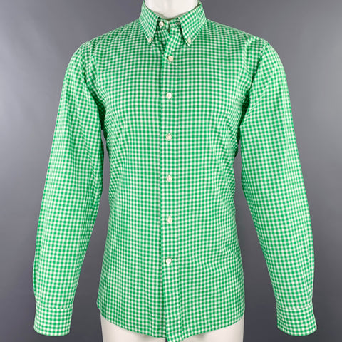 RALPH LAUREN Size M Green White Gingham Cotton Button Down Long Sleeve Shirt
