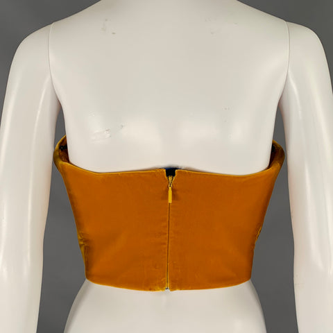 SAINT LAURENT 2021 Size 6 Orange Viscose Blend Corset Dress Top