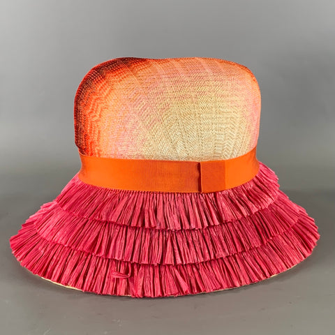 MISSONI Pink Orange Woven Straw Hats