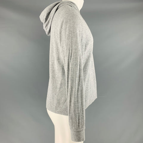 VINCE Sudadera con capucha de mezcla de algodón texturizado gris talla S