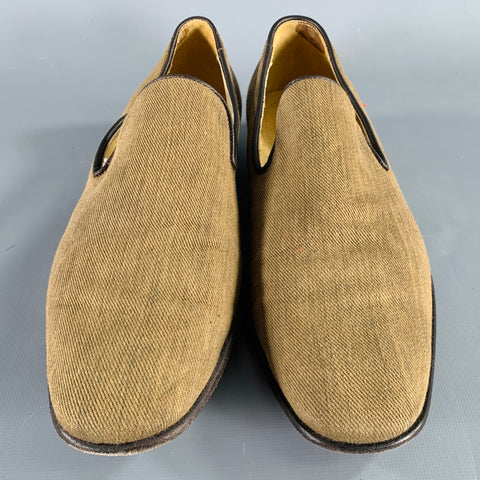 DONALD J PLINER Size 8 Beige Brown Contrast Trim Fabric Slip On Loafers