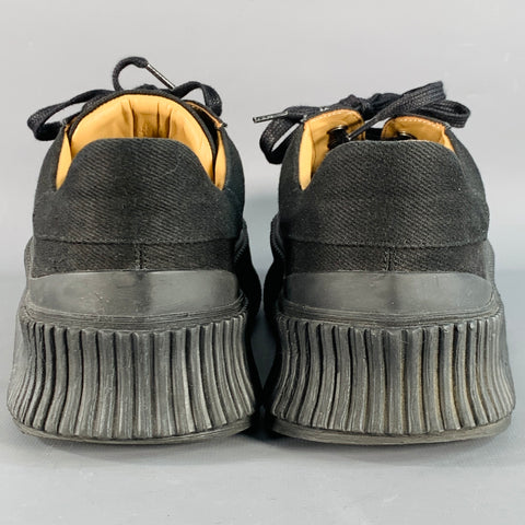 JIL SANDER Size 9 Black Canvas Twill Chunky Crepe Sole Sneakers