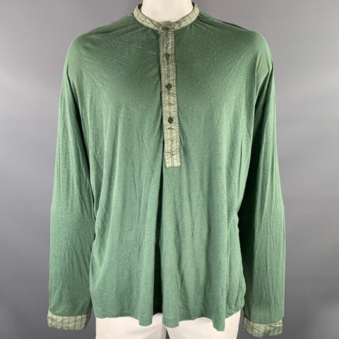 ACNE Taille M Vert Motifs Mixtes Coton Chanvre Henley