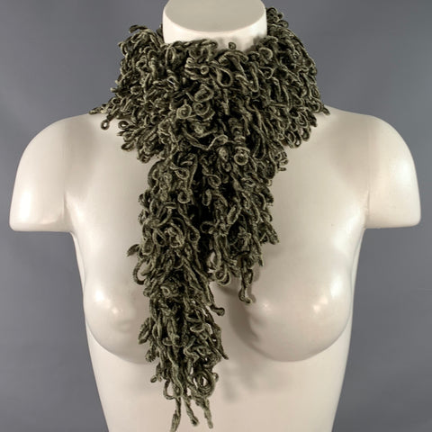 VINTAGE Green Loop Chenille Knit Scarf