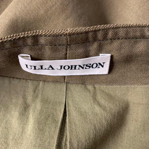 ULLA JOHNSON Size 4 Green Khaki Cotton Blend Jacket