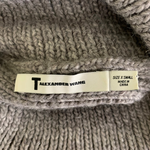 T by ALEXANDER WANG Size XS Grey Wool Blend Turtleneck Pullover Womens
