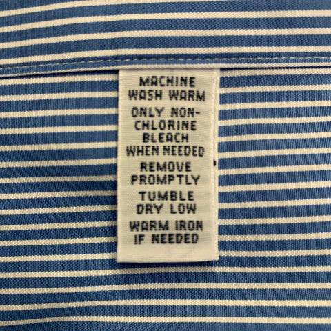 RALPH LAUREN Size L Blue White Stripe Embroidered Long Sleeve Shirt