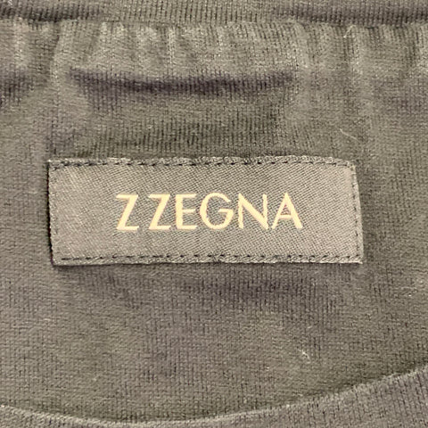 T-shirt Z ZEGNA taille XL noir à motif géométrique en coton et col ras du cou