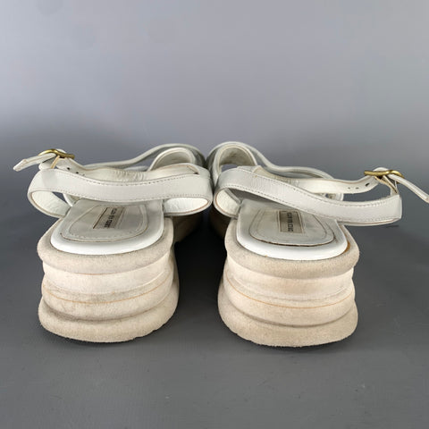 DRIES VAN NOTEN Size 8 White Leather Sandals