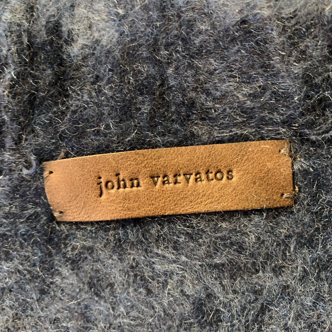 JOHN VARVATOS Size L Navy Blue Knit Cashmere Hooded Sweater