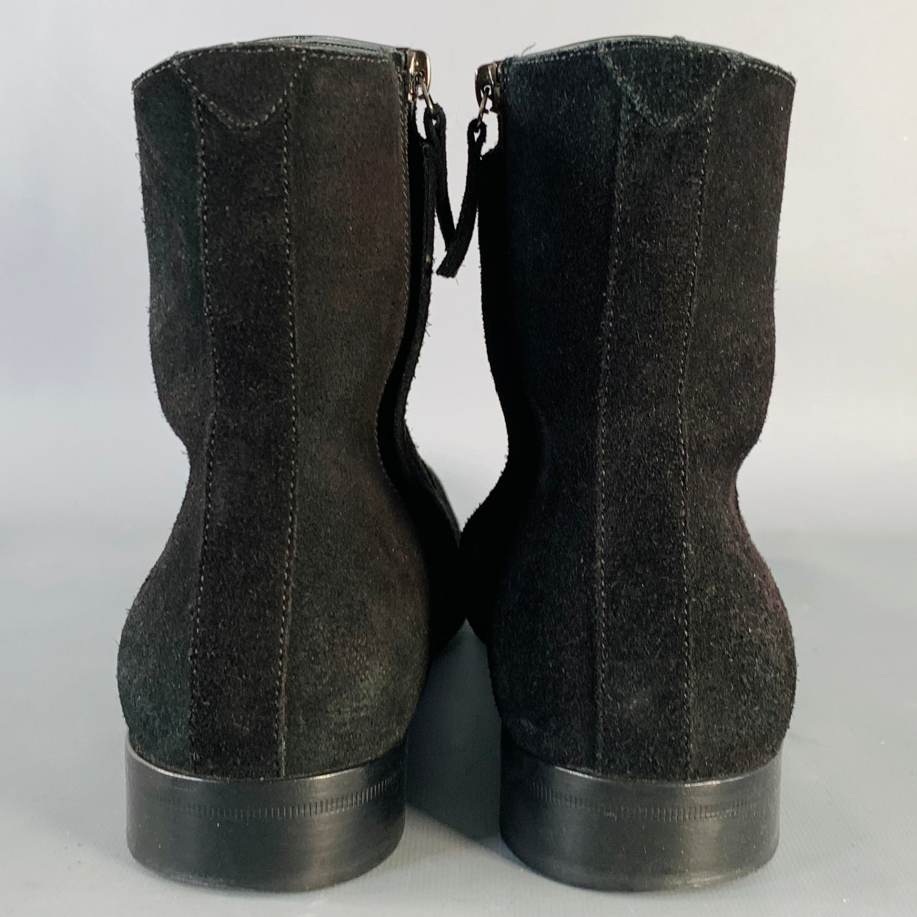 MR. HARE Size 8.5 Trane Black Leather Side Zipper Ankle Boots UK 6 US 7 EU 40 MR. HARE Size 8.5 Trane Black Suede Side Zipper Ankle Boots  main image 2
