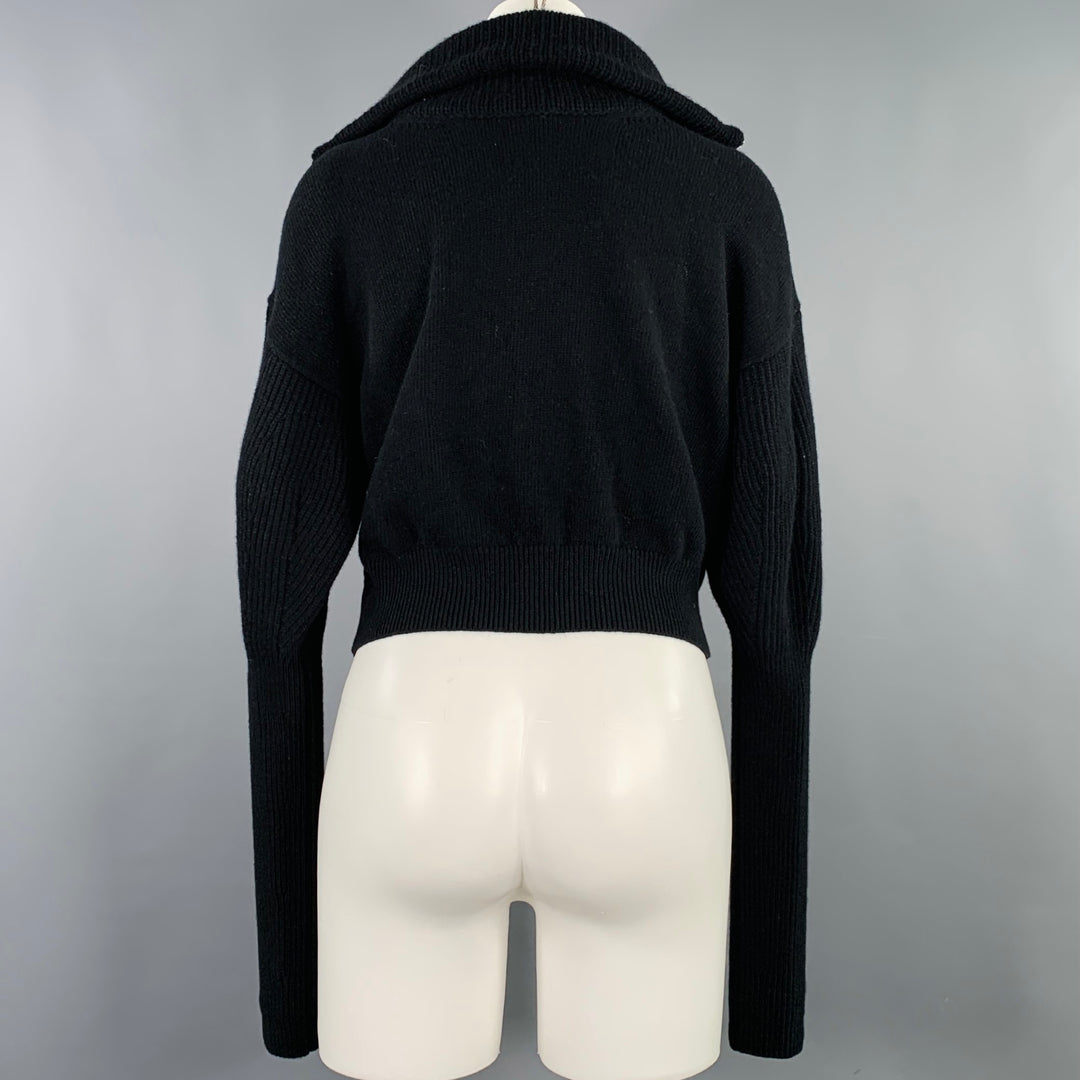 ALEXANDER MCQUEEN Size M Black Wool Cashmere Zip Up Cardigan