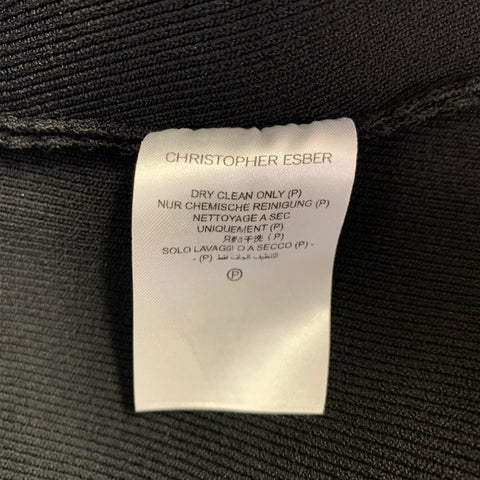 CHRISTOPHER ESBER Size S -Encircled Edge- Black Viscose Blend Ribbed Crop Top