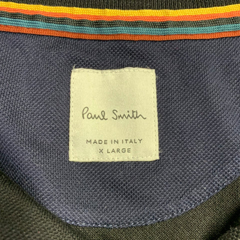 PAUL SMITH Size L Black Red Blue Cotton Contrast Trim Polo