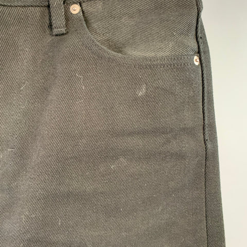 IRON HEART Size 33  Black 21oz Cotton Denim Twill Heavyweight Tapered Jeans