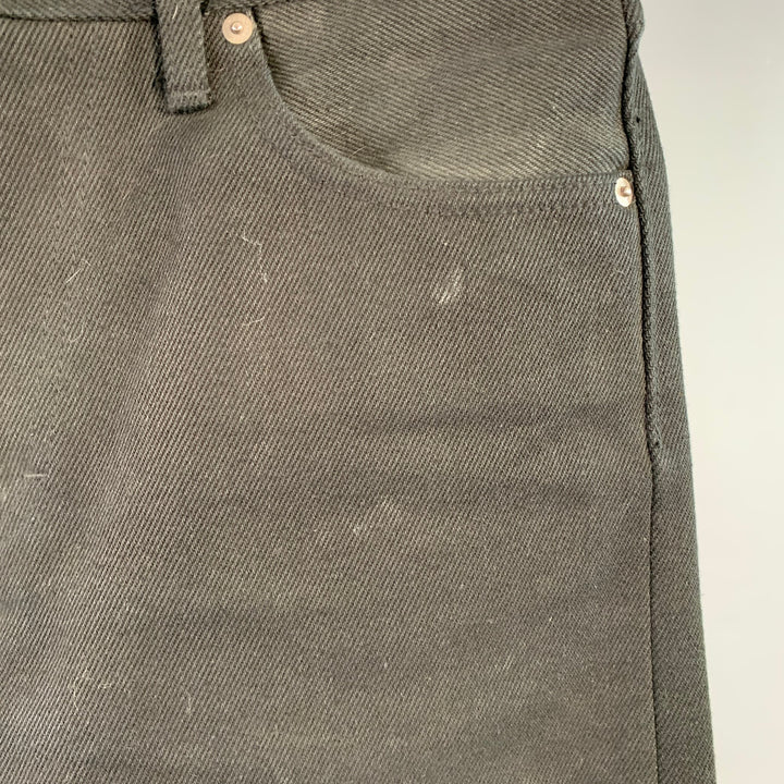 IRON HEART Size 33  Black 21oz Cotton Denim Twill Heavyweight Tapered Jeans