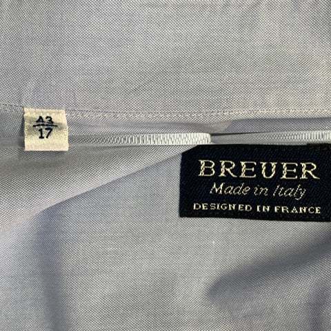 BREUER Size L Blue Cotton One Pocket Long Sleeve Shirt