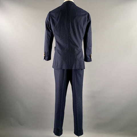 BRUNELLO CUCINELLI Size 40 Navy Wool Notch Lapel Suit