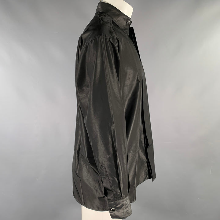 VERSACE Size S Grey Shimmery Acetate Blend Button Down Long Sleeve Shirt