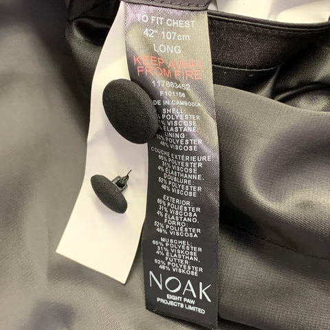 Veste de smoking à revers pointus noire en mélange de polyester, taille 42 Long, NOAK
