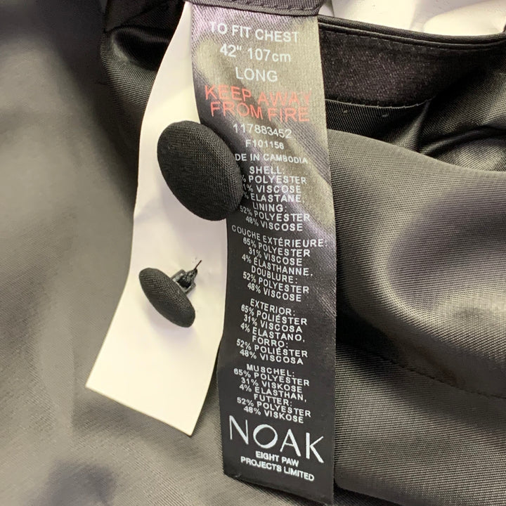 NOAK Size 42 Long Black Polyester Blend Peak Lapel Tuxedo Jacket