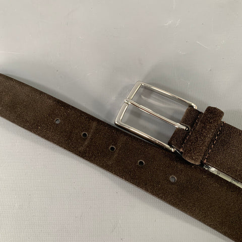 ANDERSON'S Size 34 Brown Silver Calf Suede Belt