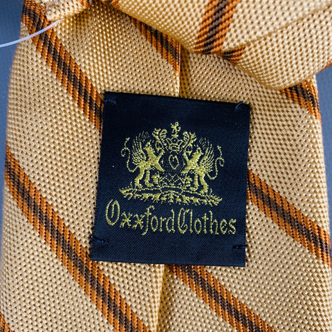 OXXFORD CLOTHES Orange Mustard Diagonal Stripe Silk Tie