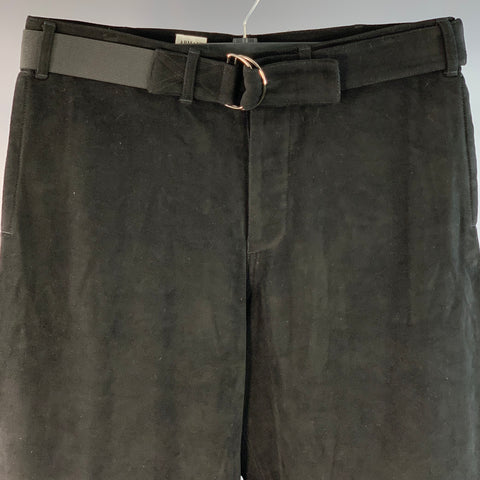 ARMANI COLLEZIONI Size 34 Black Velvet Belted Casual Pants