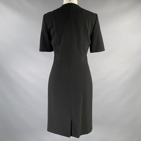 ESCADA Size 2 Black Virgin Wool Short Sleeve Knee Length Cocktail Dress