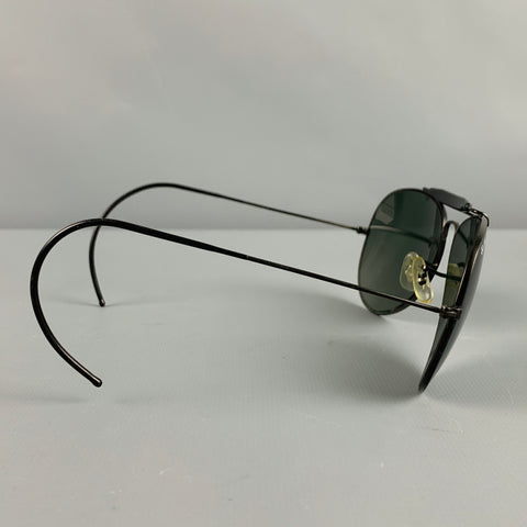 RAY-BAN Black Metallic Aviator Sunglasses