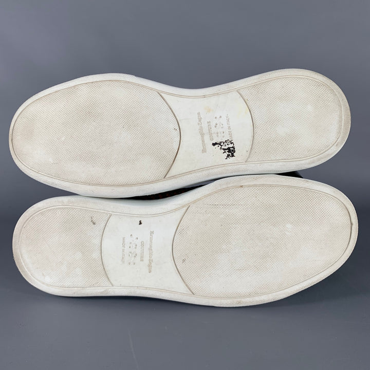 ERMENEGILDO ZEGNA Size 12 Black Brown Woven Leather Slip On Sneakers