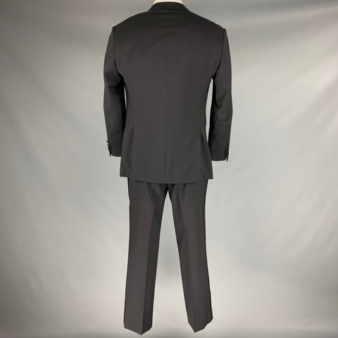 ARMANI COLLEZIONI Size 42 Black Wool Notch Lapel Single Button Tuxedo