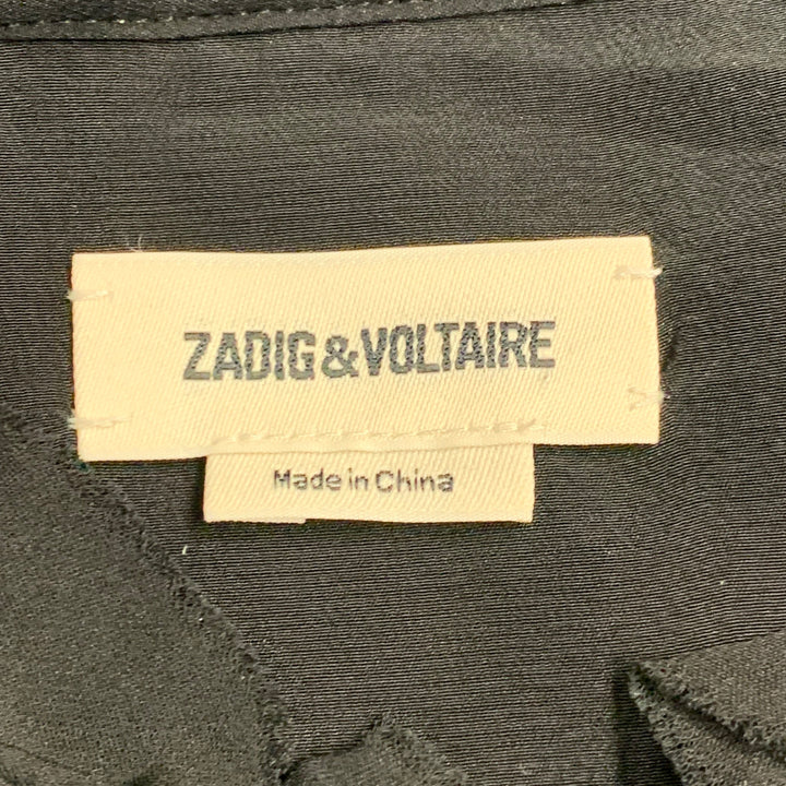 ZADIG & VOLTAIRE Size M Toile Black Silk Ruffled Hidden Buttons Shirt