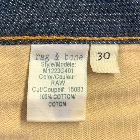 RAG & BONE Size 30 Navy Contrast Stitch Cotton Straight Selvedge Jeans