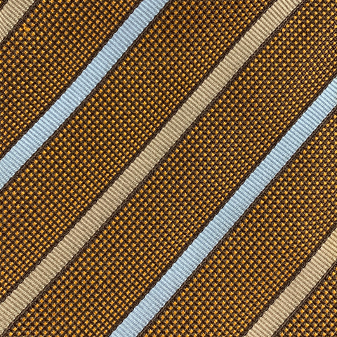 BORRELLI Brown Light Blue Diagonal Stripe Tie