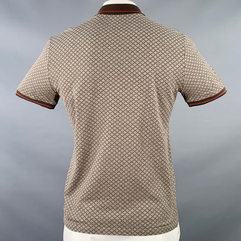 GUCCI Size XL Brown Red Diamond Cotton Contrast Trim Polo