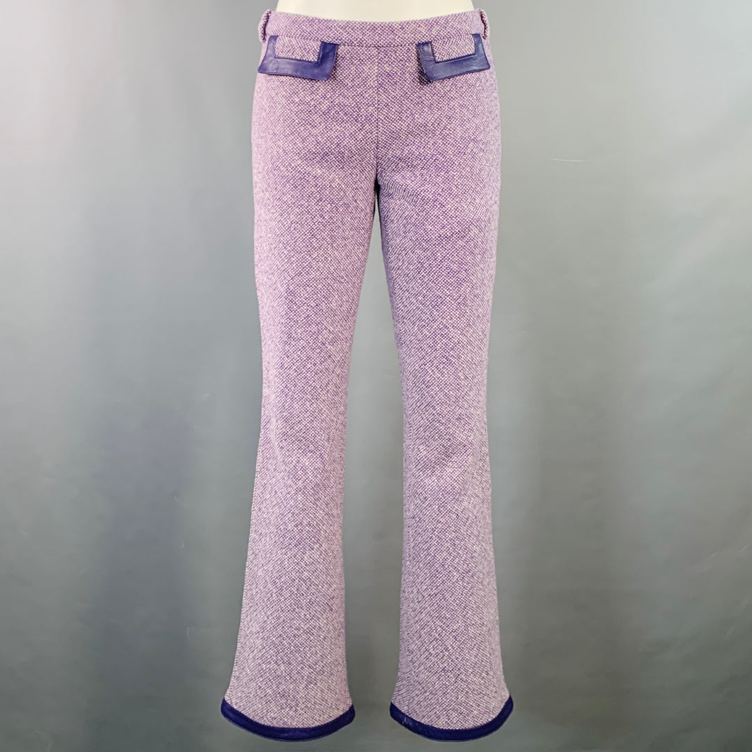D&G by DOLCE & GABBANA Size 26 Purple White Wool Blend Woven Flared Dress Pants